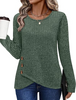 Fantaslook Casual Tops for Women Long Sleeve Shirts with Buttons Crew Neck Tunic Sweaters Fall Fashion Outfits
