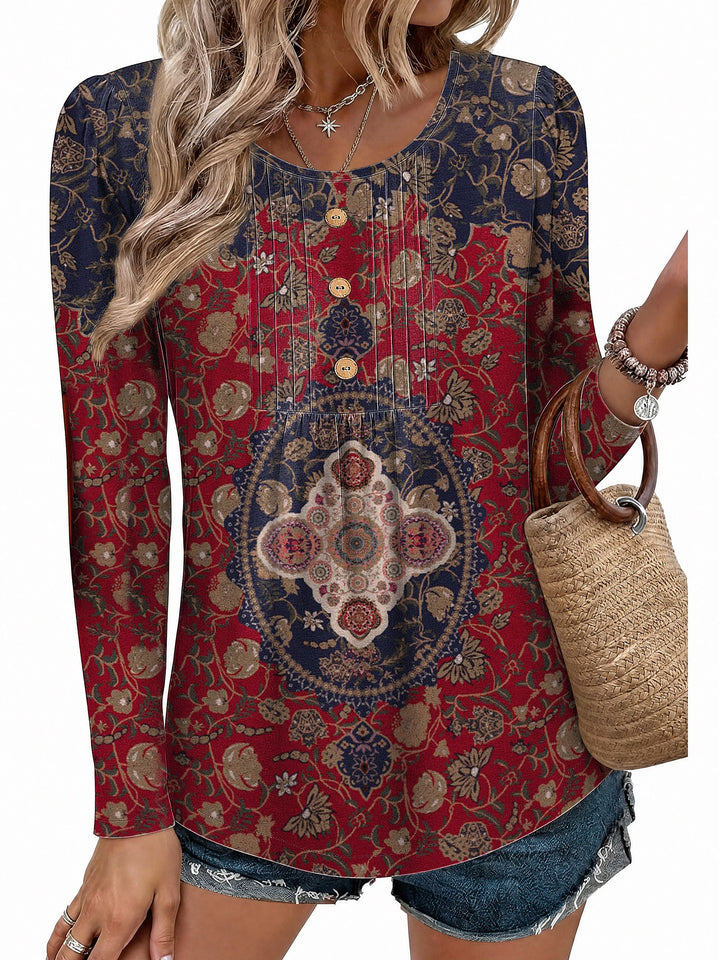 Fantaslook Womens Tops Dressy Casual Button Pleated Blouses Long Sleeve Shirts Fall Fashion Tunic Tops