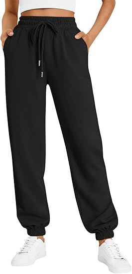 Fantaslook Fleece lined Sweatpants for Women High Waisted Baggy Pants with Pockets Drawstring Elastic Waist Joggers