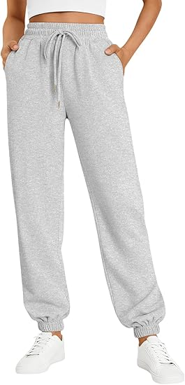 Fantaslook Fleece lined Sweatpants for Women High Waisted Baggy Pants with Pockets Drawstring Elastic Waist Joggers