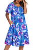 Fantaslook Flowy Womens Dresses Ruffle Sleeve Henley Summer Dress Loose Floral Midi Dresses with Pockets