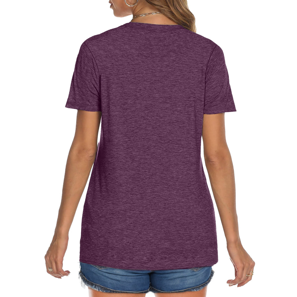 MOSHU Womens T-shirts Round Neck Shirts for Women Short Sleeve Loose Graphic Tees