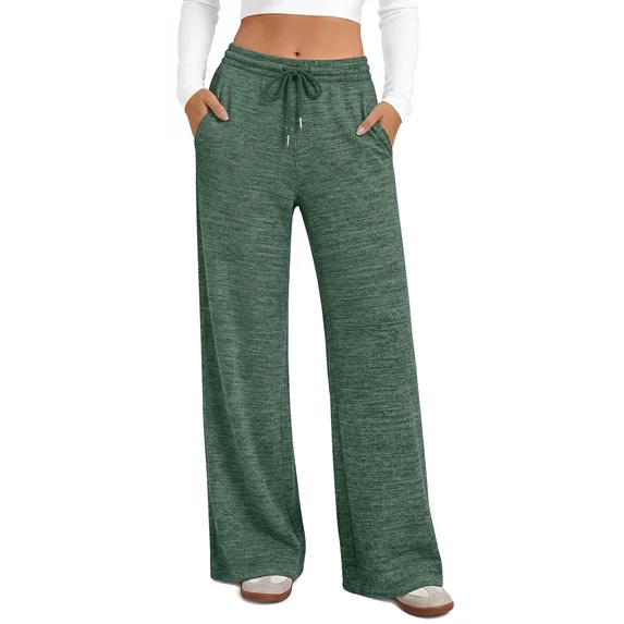 Fantaslook Womens Wide Leg Pants High Waist Drawstring Casual Lounge Pant Soft Stretchy Flowy Palazzo Pants with Pockets for Daily Work Travel