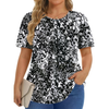 Fantaslook Dressy Blouses for Women Pleated Short Sleeve Tunic Tops Casual Floral Shirts