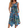 Fantaslook Floral Tank Dresses for Women Flowy Sleeveless Asymmetrical Hem Dress Beach Sundress with Pockets