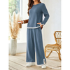 Fantaslook 2 Piece Sets for Women Travel Outfits Color Block Long Sweater Lounge Sets Splits Hem Tracksuits with Pockets