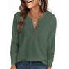Fantaslook Waffle Long Sleeve Shirts for Women Button Up V Neck Henley Blouses Dressy Casual Fall Tops
