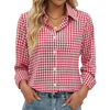 Fantaslook Plaid Button Down Shirts for Women Dressy Casual Long Sleeve Shirts Collared Work Blouses Tops