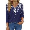 Fantaslook V Neck T Shirts for Women 3/4 Sleeve Tunic Tops Dressy Casual Blouses Boho Basics Tee Summer Fall Clothes