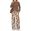 Fantaslook Long Sleeve Two Piece Sets for Women Wide Leg Pants Lounge Sets Fall Vacation Travel Outfits Fashion Boho Matching Sets