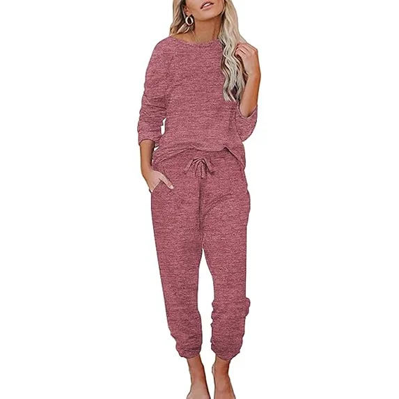 Fantaslook Womens Pajamas Sets Long Sleeve Top And Pant With Pockets Lounge Wear Set Oufits
