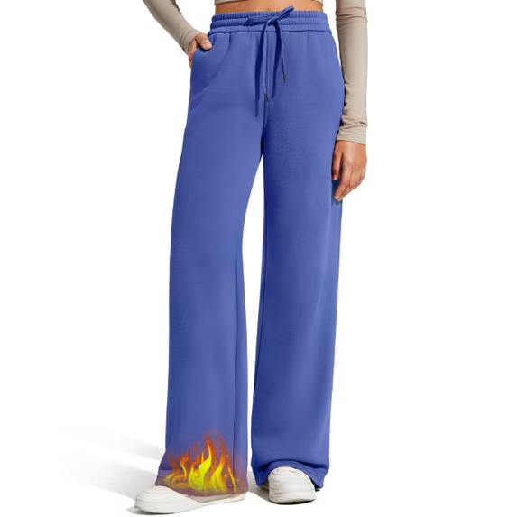 Fantaslook Womens Sweatpants Baggy Fleece Lined Wide Leg Sweatpants Drawstring Warm Lounge Pants with Pockets