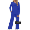 Fantaslook Two Piece Sets for Women Fall Travel Vacation Outfits Pleated Long Sleeve Lounge Sets Wide Leg Pants