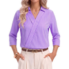 Fantaslook 3/4 Sleeve Womens Striped Tops V Neck Lapel Shirts Dressy Business Work Blouses Trendy Fashion Tops
