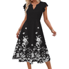 Fantaslook Summer Dresses for Women Ruffle Sleeve V Neck Midi Dresses Fashion Casual Flowy Vacation Sundress