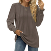 Fantaslook Dressy Blouses for Women Fall Fashion Long Sleeve Shirts Pleated Tunic Tops Trendy Clothes