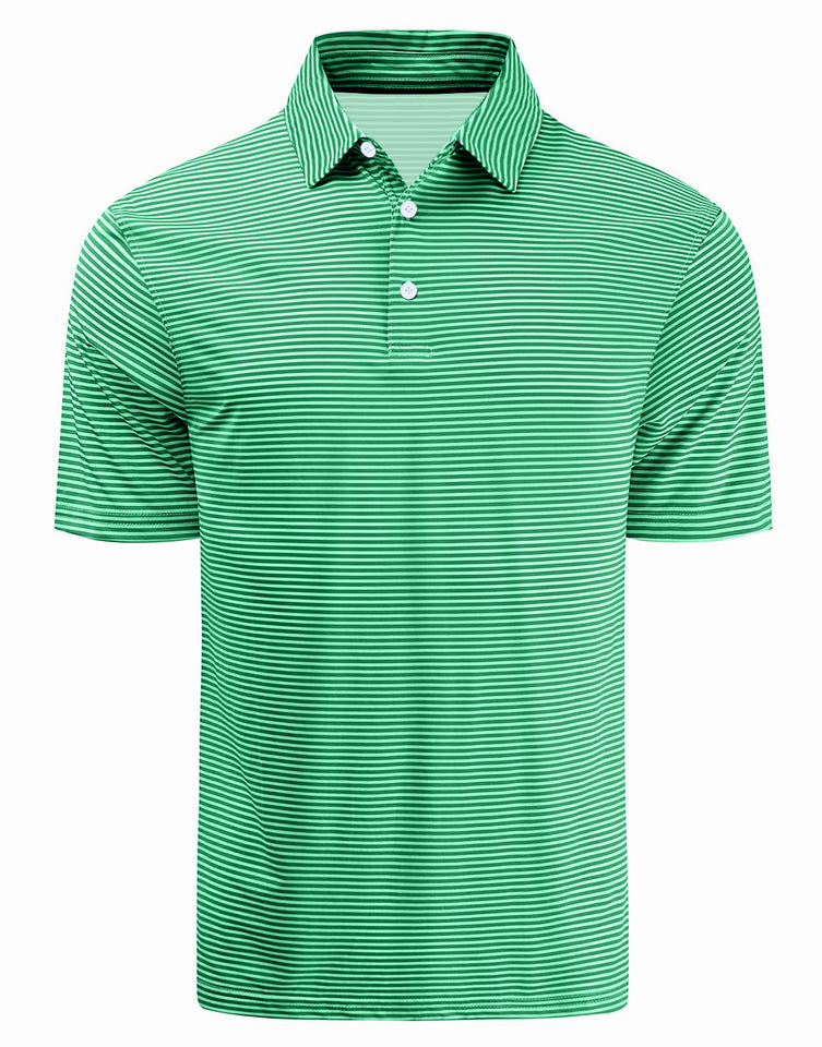 Thrilos Striped Golf Polo Shirts for Men Short Sleeve Performance Polo Dry Fit Print Casual Golf Shirts