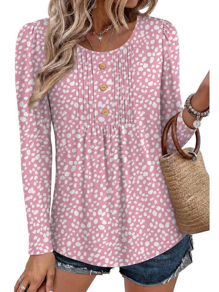 Fantaslook Womens Tops Dressy Casual Button Pleated Blouses Long Sleeve Shirts Fall Fashion Tunic Tops