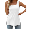 Fantaslook Tank Tops for Women Summer Square Neck Sleeveless Casual Tops Side Split Shirts