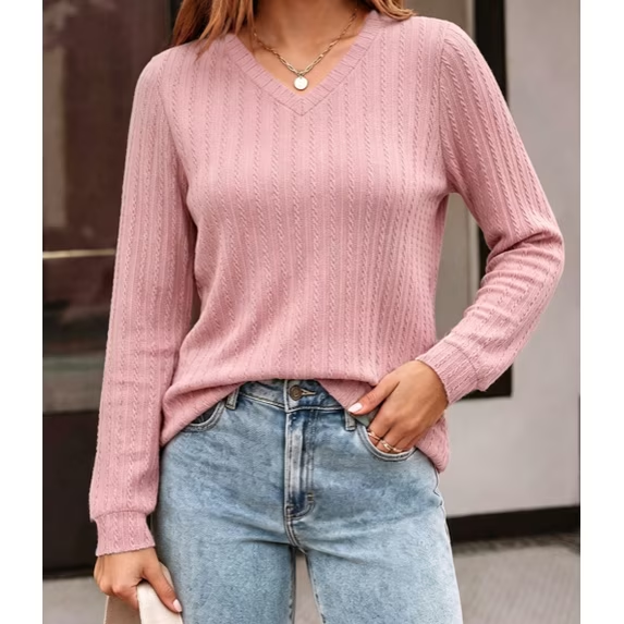 Fantaslook Long Sleeve Shirts for Women V Neck Dressy Casual Tops Lightweight Tunic Pullover Fall Work Outfits