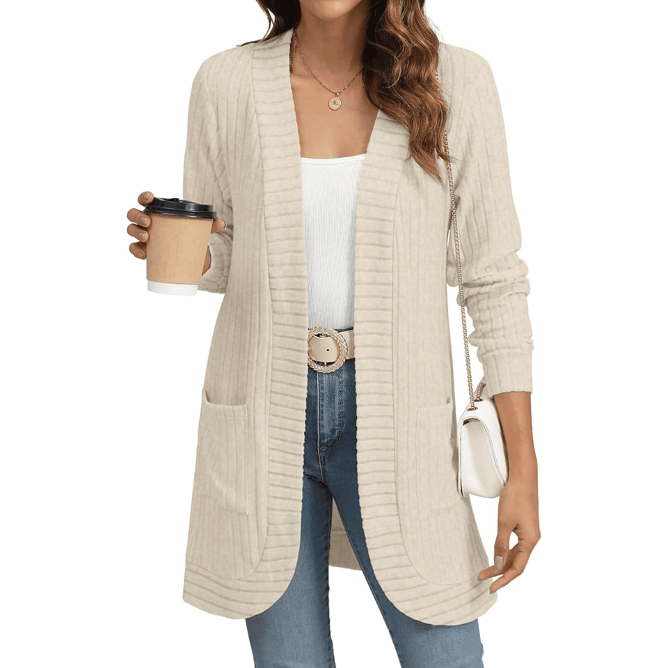 Fantaslook Cardigan Sweaters for Women Long Sleeve Open Front Cardigan with Pockets Casual Dressy Lightweight Fall Sweaters