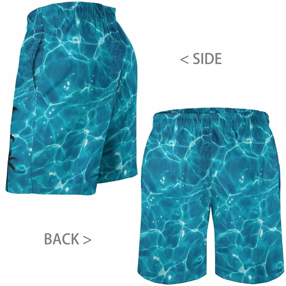 GENTS BLISS Hawaiian Men Shorts Bathing Mesh Lining Beach Shorts for Men with Pockets Swim Trunks