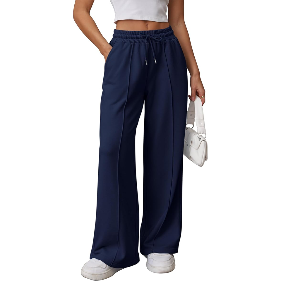 Fantaslook Womens Wide Leg Sweatpants High Waisted Baggy Pants Fashion Drawstring Athletic Sweatpants with Pockets