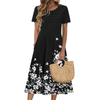 Fantaslook Pleated Summer Dresses for Women Short Sleeve A Line Midi Dress Flowy Floral Sundress Casual Dress with Pockets