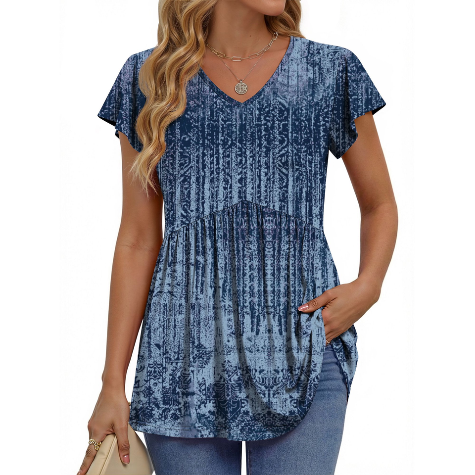 Fantaslook Womens Tops V Neck Short Sleeve Summer Shirts Babydoll Peplum Tops Tunic Dressy Casual Blouses