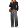 Fantaslook Long Sleeve Two Piece Sets for Women Wide Leg Pants Lounge Sets Fall Vacation Travel Outfits Fashion Boho Matching Sets