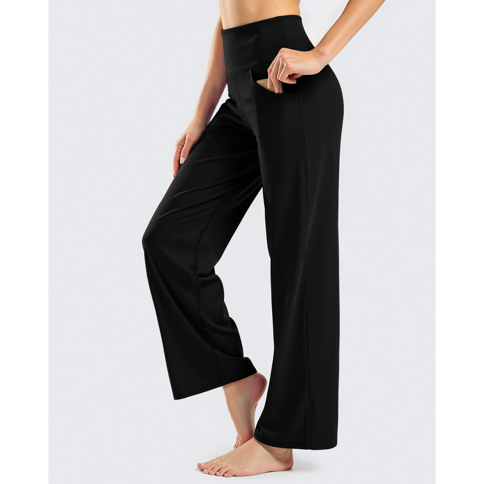 Rosvigor Wide Leg Yoga Pants Women High Waisted Pants Loose Casual Pants with Pockets