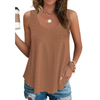 Fantaslook Womens Tank Tops Eyelet Crew Neck Sleeveless Tops Dressy Casual Flowy Summer Shirts