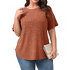 Fantaslook Womens Plus Size Tops Crewneck Short Sleeve Shirts Casual Loose Tunic Tops Curved Hem Summer Blouses