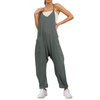 Fantaslook Jumpsuits for Women Casual Loose Rompers Sleeveless Spaghetti Strap Overalls Jumpers Harem Long Pants with Pockets