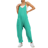 Fantaslook Jumpsuits for Women Casual Loose Rompers Sleeveless Spaghetti Strap Overalls Jumpers Harem Long Pants with Pockets