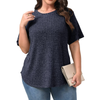 Fantaslook Womens Plus Size Tops Crewneck Short Sleeve Shirts Casual Loose Tunic Tops Curved Hem Summer Blouses