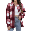 Fantaslook Womens Plaid Shirts Flannel Shacket Jacket Long Sleeve Button Down Boyfriend Shirt Coats