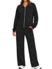 Fantaslook Two Piece Sets for Women Fall Outfits Lapel Long Sleeve Zipper Sweatshirts and Wide Leg Pants Lounge Tracksuits Sets