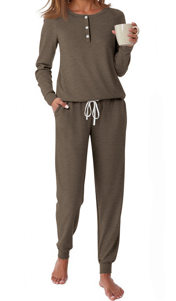 Fantaslook Pajamas Sets for Women Casual Lounge Set Long Sleeve Two Piece Set Buttom Down Shirts and Pants with Pockets Oufits