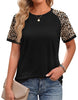 Fantaslook Color Block T Shirts for Women Crewneck Short Sleeve Tops Summer Blouses Fashion Clothes