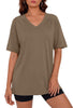 Fantaslook Casual Women T Shirts Short Sleeve Summer Tops Loose Fit V Neck Shirts Basic Tees Gym Workout Clothes