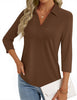 Fantaslook Womens Polo Shirts Business Casual 3/4 Sleeve Tops V Neck Dressy Work Blouses Office Clothes