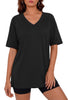 Fantaslook Casual Women T Shirts Short Sleeve Summer Tops Loose Fit V Neck Shirts Basic Tees Gym Workout Clothes