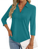 Fantaslook Womens Polo Shirts Business Casual 3/4 Sleeve Tops V Neck Dressy Work Blouses Office Clothes