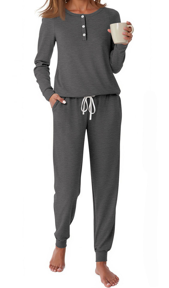 Fantaslook Pajamas Sets for Women Casual Lounge Set Long Sleeve Two Piece Set Buttom Down Shirts and Pants with Pockets Oufits