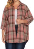 Fantaslook Plus Size Button Down Shirts for Women Long Sleeve Plaid Flannel Shirt Casual Boyfriend Tops
