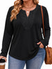 Fantaslook Lace Plus Size Tops for Women Long Sleeve V Neck Blouses Fall Tunic Shirts