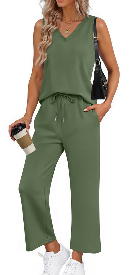 Fantaslook Womens Two Pieces Sets Summer Outfits Tank Tops and Wide Leg Pants Matching Sets Casual Loungewear