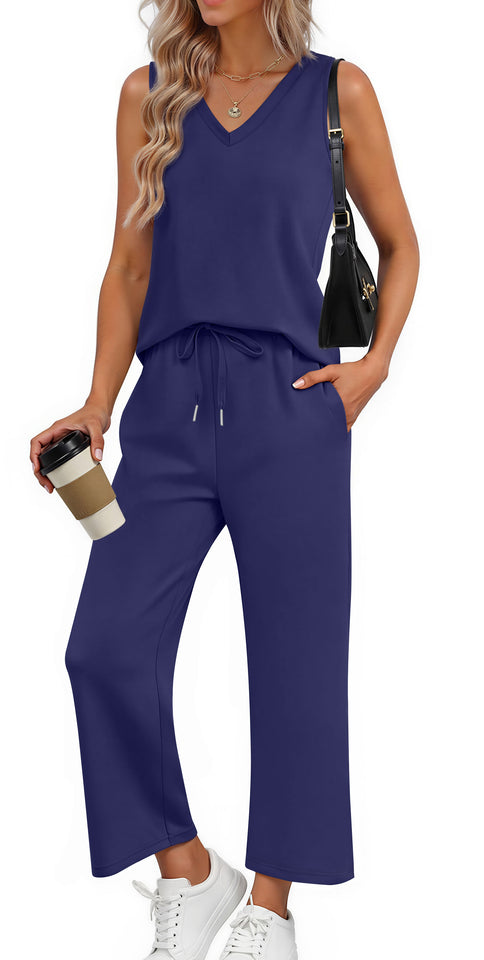 Fantaslook Womens Two Pieces Sets Summer Outfits Tank Tops and Wide Leg Pants Matching Sets Casual Loungewear