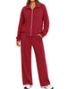 Fantaslook Two Piece Sets for Women Fall Outfits Lapel Long Sleeve Zipper Sweatshirts and Wide Leg Pants Lounge Tracksuits Sets